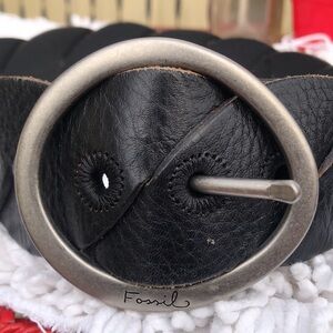 🚨B2G1 FOSSIL Black Leather Big Braid Belt
